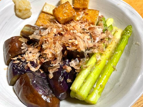 醤油麹で味が決まる☆ナスとアスパラの焼き浸し